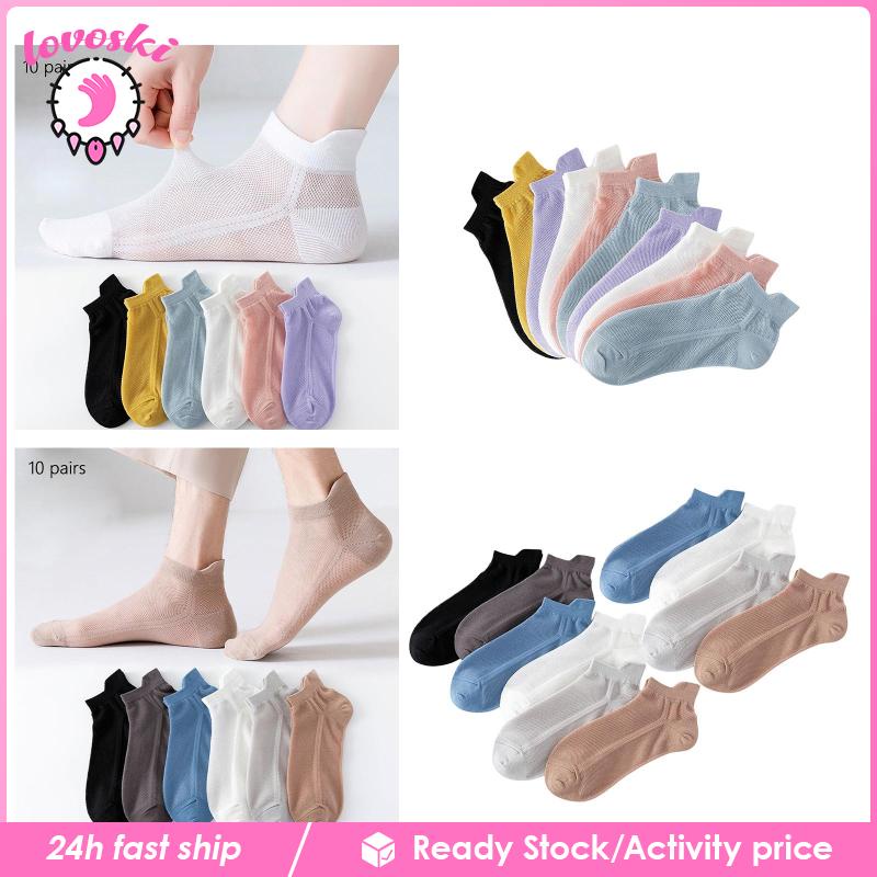 Set 10 Đôi Vớ Ngắn Chống Trượt Thời Trang