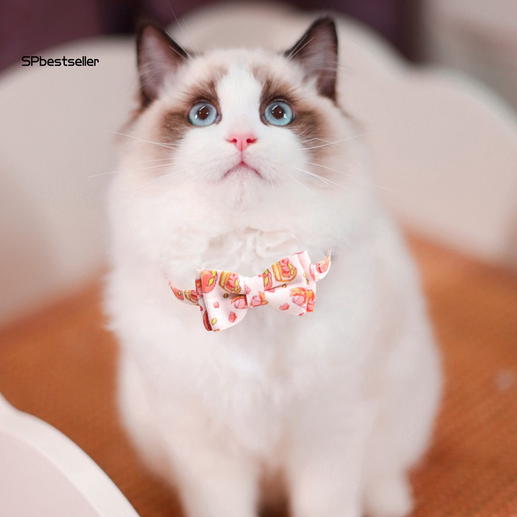 Vòng Cổ Thắt Nơ In Họa Tiết Có Thể Điều Chỉnh Cho Thú Cưng