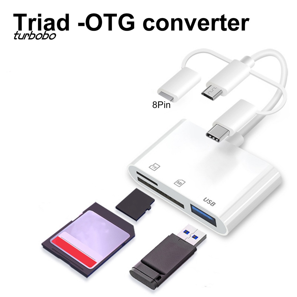 Đầu Đọc Thẻ Nhớ SD / TF / OTG Cổng Micro USB 3.0 Type-C Chống Sốc Nhỏ Gọn Tiện Lợi Dành Cho Notebook 8Pin