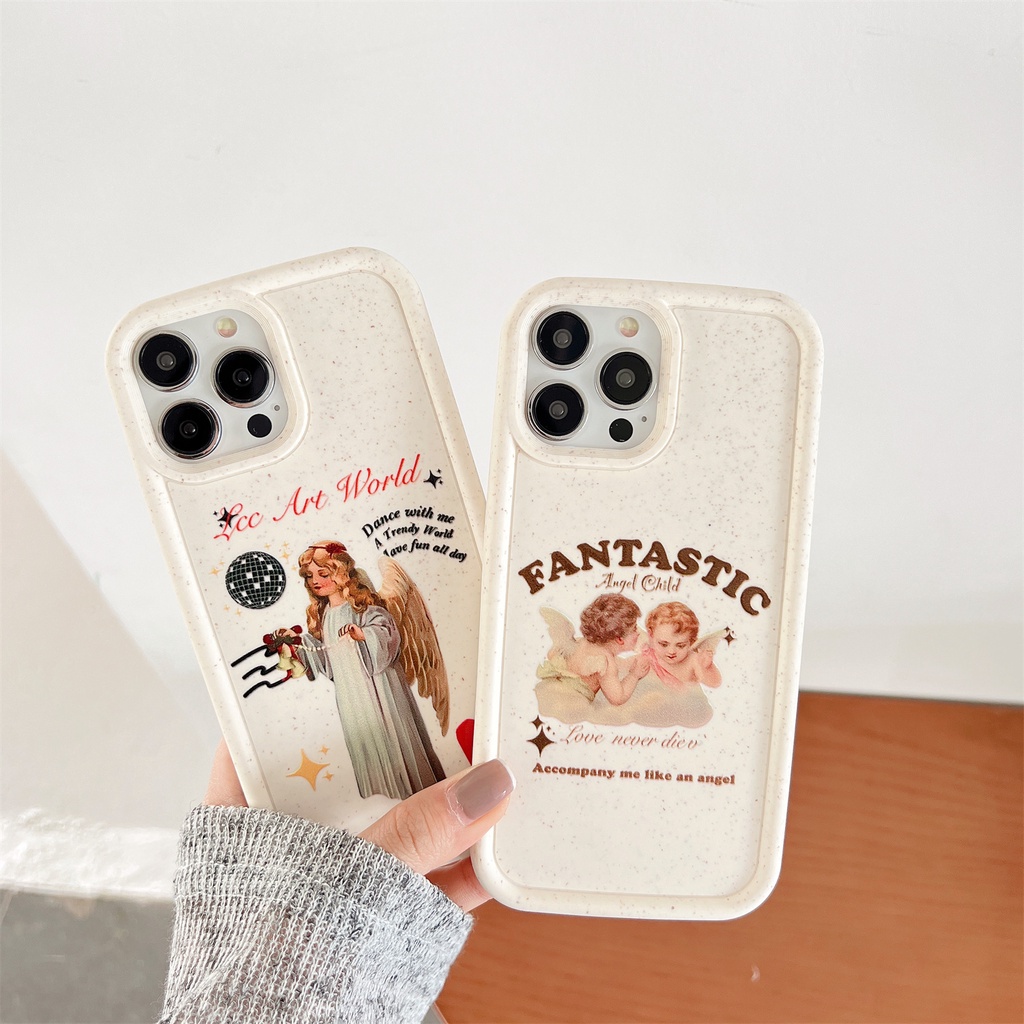 Ốp Điện Thoại TPU Silicon Mềm Chống Sốc In Hình Thiên Thần Phong Cách Retro Cho iPhone 14 13 12 11 PRO MAX