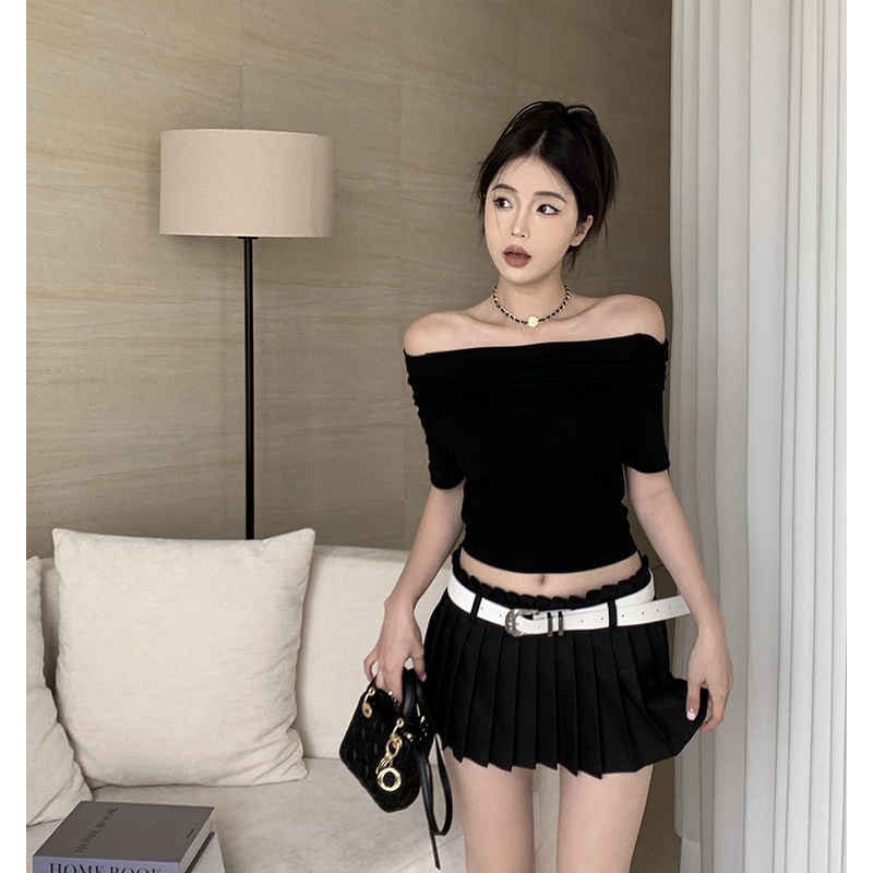 Áo Thun Tay Ngắn Lệch Vai Dáng Chữ A Ôm Sát Quyến Rũ Hợp Thời Trang