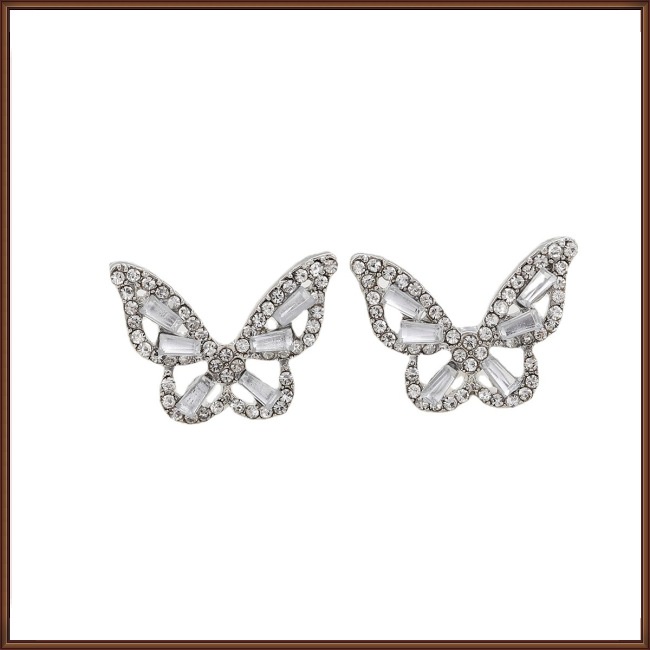Đôi Khuyên Tai Hình Bươm Bướm Đính Đá Pha Lê Đơn Giản Dành Cho Nữ