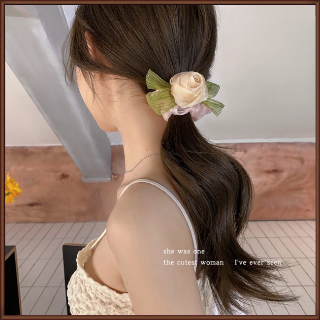 Dây Cột Tóc Cao Su Co Giãn Hình Hoa Hồng Thanh Lịch Cho Nữ