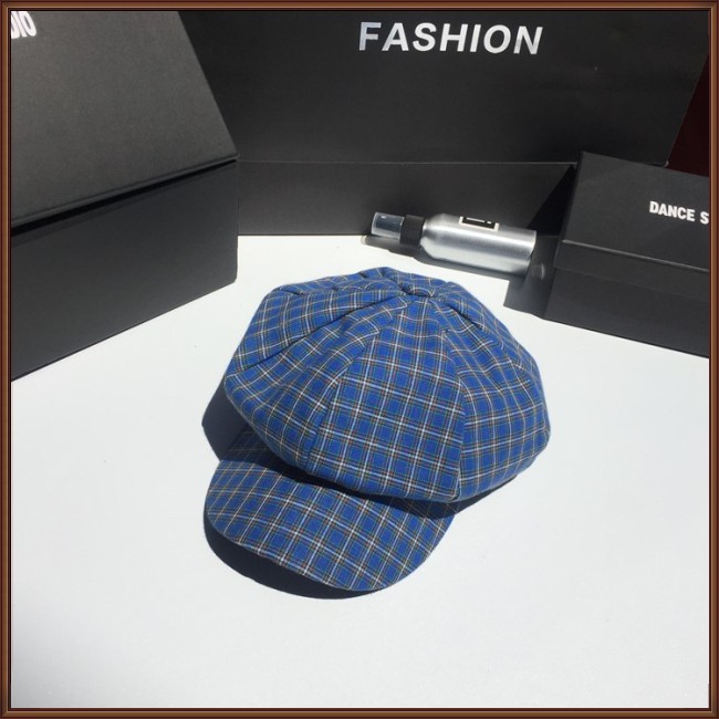 Mũ Beret Họa Tiết Sọc Caro Phong Cách Retro Thời Trang Cho Nữ
