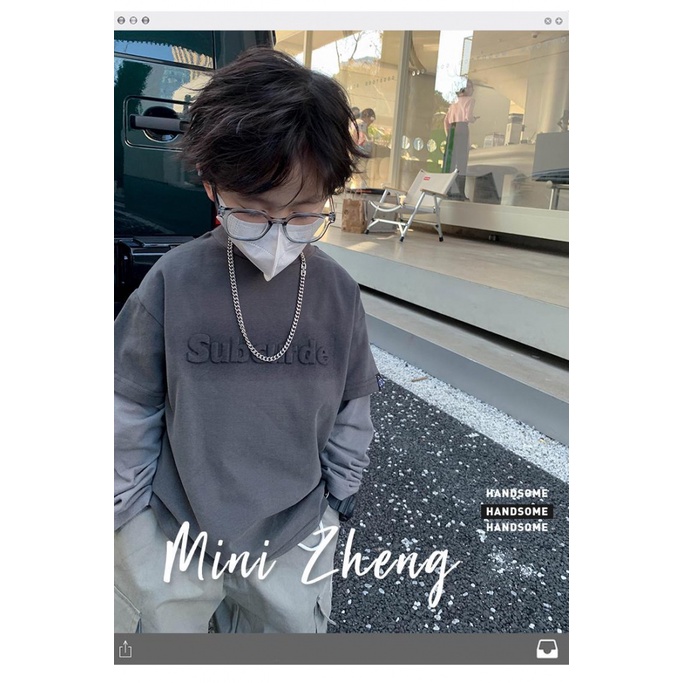 Áo Thun Nam Dài Tay Cổ Tròn Giả Hai Lớp In Hình Phong Cách Hàn Quốc Mới