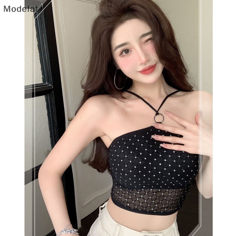 Mfc Áo Hai Dây Mùa Hè Đính Đá Màu Trơn Gợi Cảm Cho Nữ