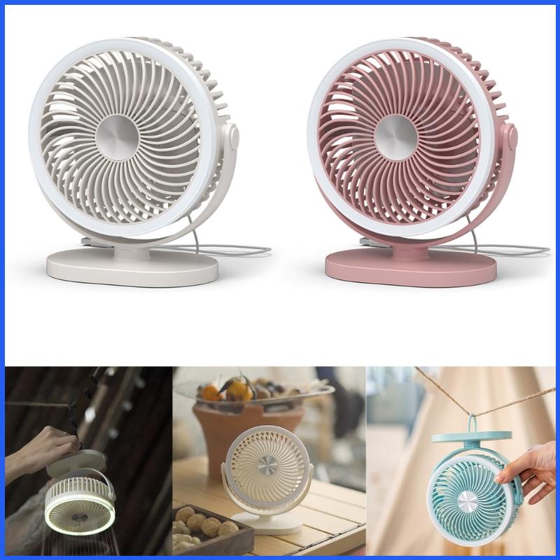 Quạt Làm Mát Để Bàn 2 Tốc Độ Tùy Chỉnh Kèm Đèn LED Kèm Sạc USB Tiện Dụng Cho Văn Phòng / Giường Ngủ