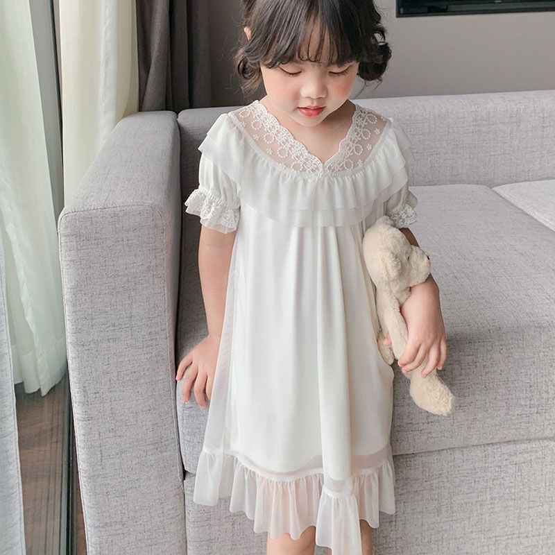 Đầm Ngủ Bằng Lụa Lạnh Mỏng Thoáng Khí Phong Cách Công Chúa Thời Trang Mùa Hè Hàng Mới Dành Cho Bé Gái
