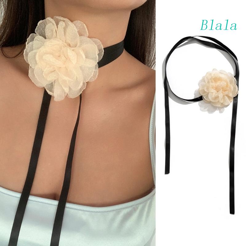 Vòng Cổ Vải Lưới Mặt Hoa Hồng Thời Trang
