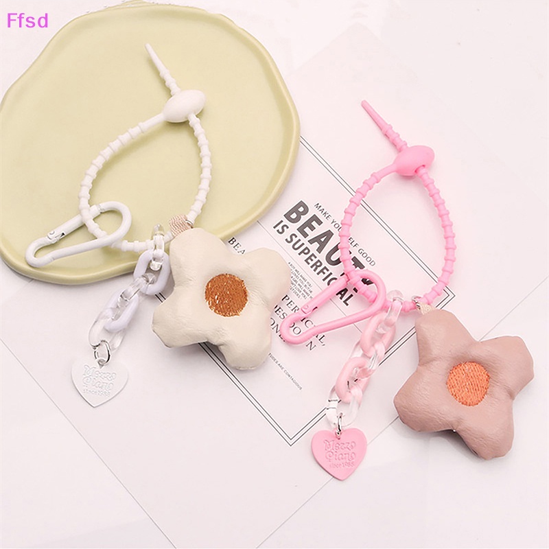 {Ffsd} Móc Khóa Trang Trí Túi Xách / Móc Khóa Hình Hoa / Trái Tim Bằng Da Đáng Yêu Sáng Tạo