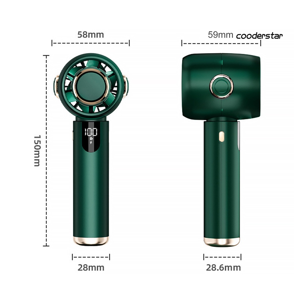 Quạt Điện Cầm Tay Không Cánh Tần Số Thấp Với 5 Chế Độ Điều Chỉnh Tiếng Ồn Có Đèn LED Hiển Thị Điện Áp