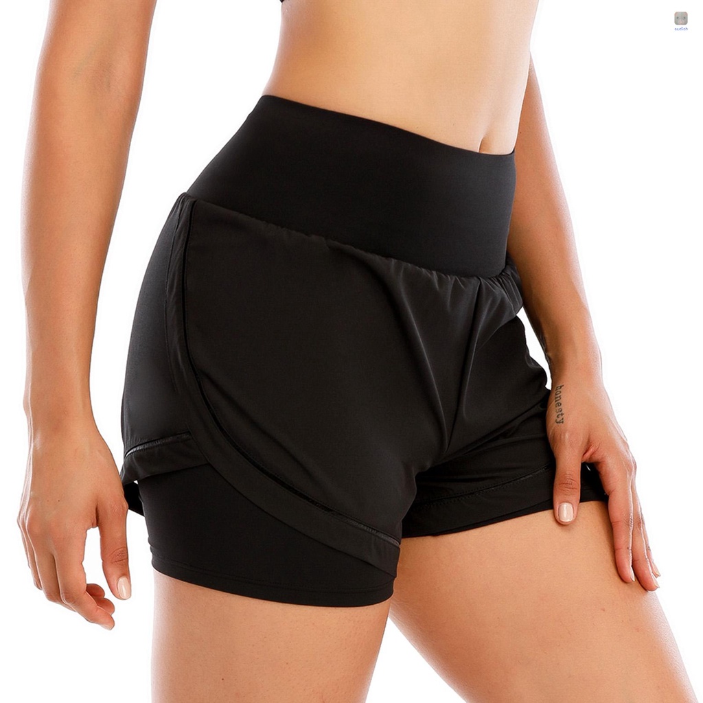 Quần Short Thể Thao 2 Trong 1 Lưng Thun Nhanh Khô Thoáng Khí Cho Nữ