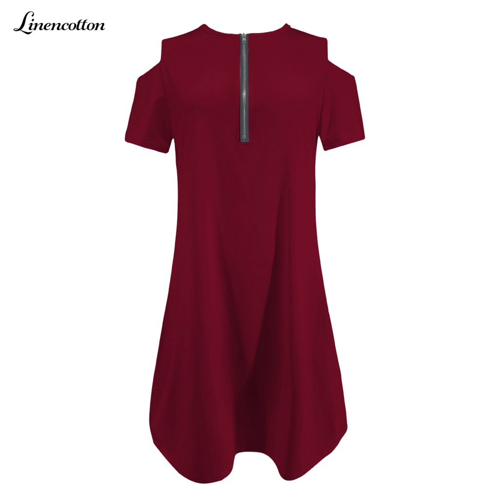 Đầm Lanh Cotton Cổ Tròn Xinh Xắn Dành Cho Nữ