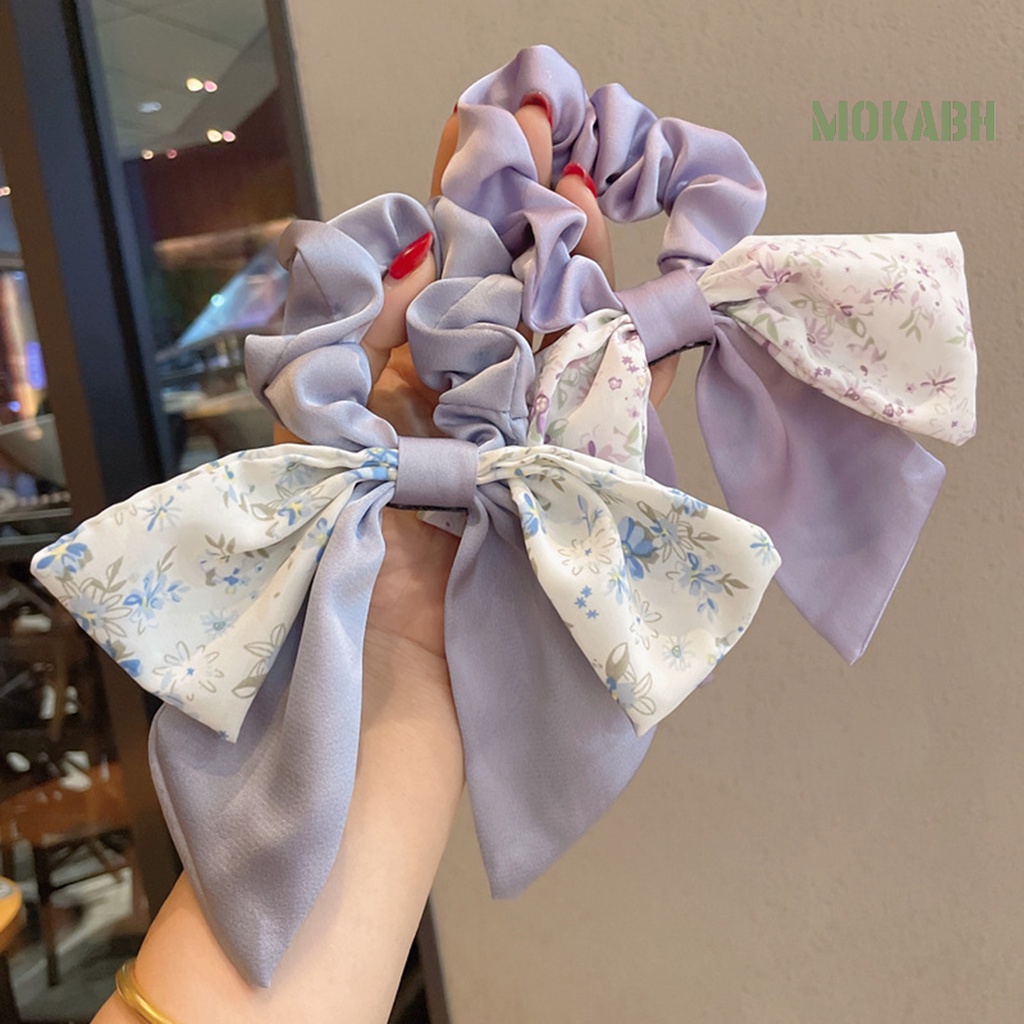 Dây Cột Tóc Ruy Băng Thắt Nơ Họa Tiết Hoa Thời Trang Co Giãn Dành Cho Nữ