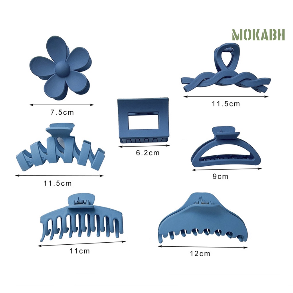 [Mok Abh] Set 8 Kẹp Tóc Hình Răng Cá Mập Màu Xanh Dương Chống Rơi Phong Cách Hàn Quốc