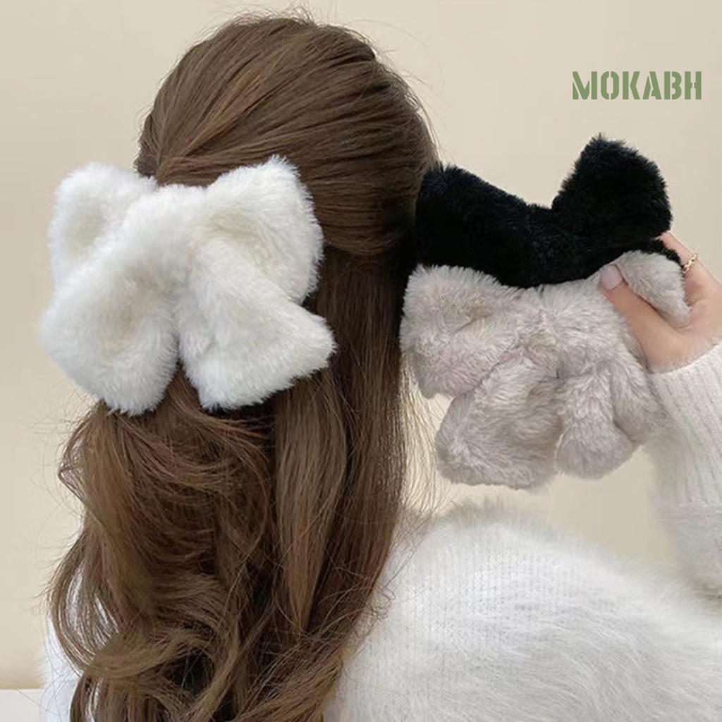 [Mok Abh] Kẹp Tóc Đính Nơ Lớn Co Giãn Không Trơn Nhẹ Nhàng Trang Trí Tóc Thủ Công Tinh Tế