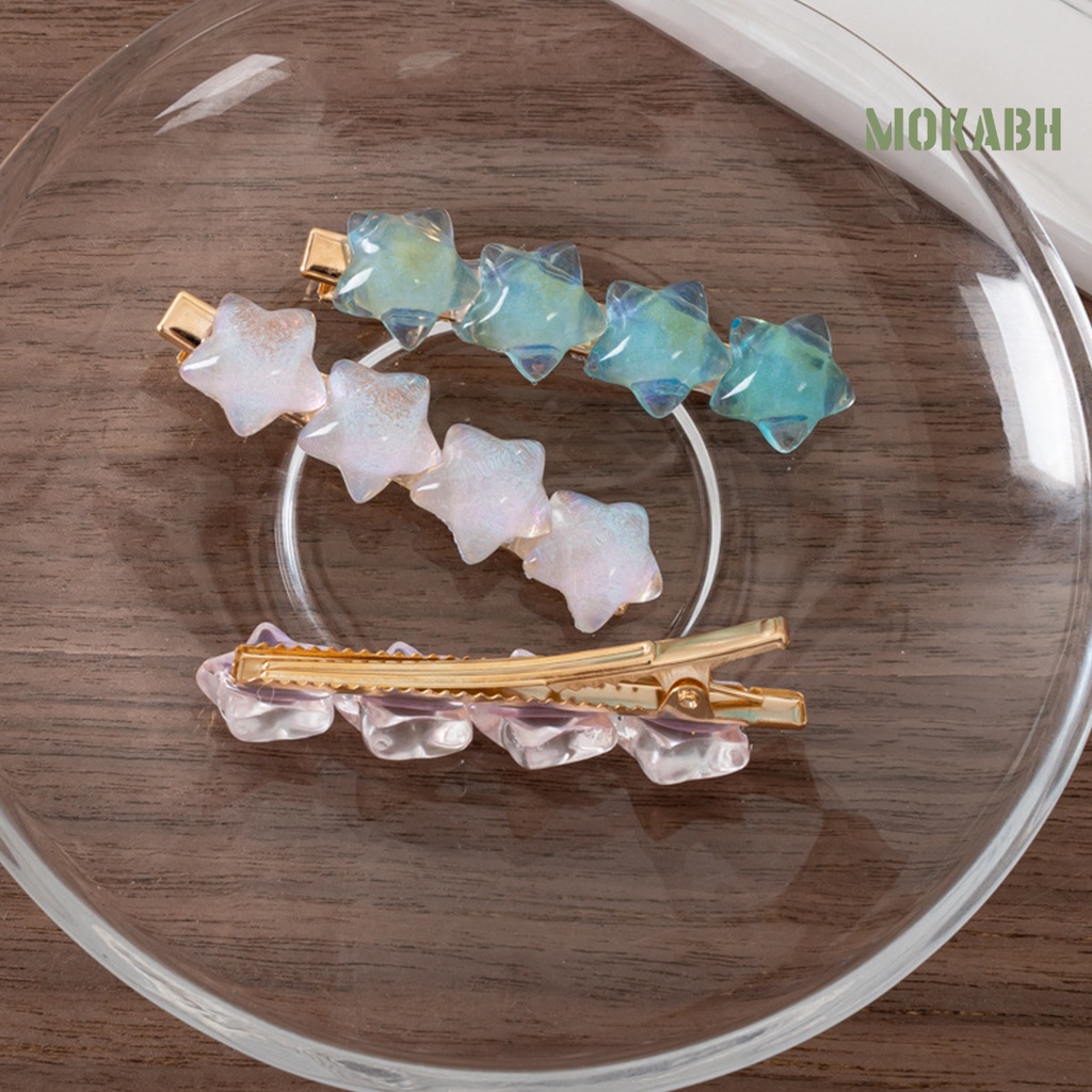 Kẹp Tóc Hình Ngôi Sao Trong Suốt Chống Trượt Bằng Nhựa Resin Phong Cách Hàn Quốc