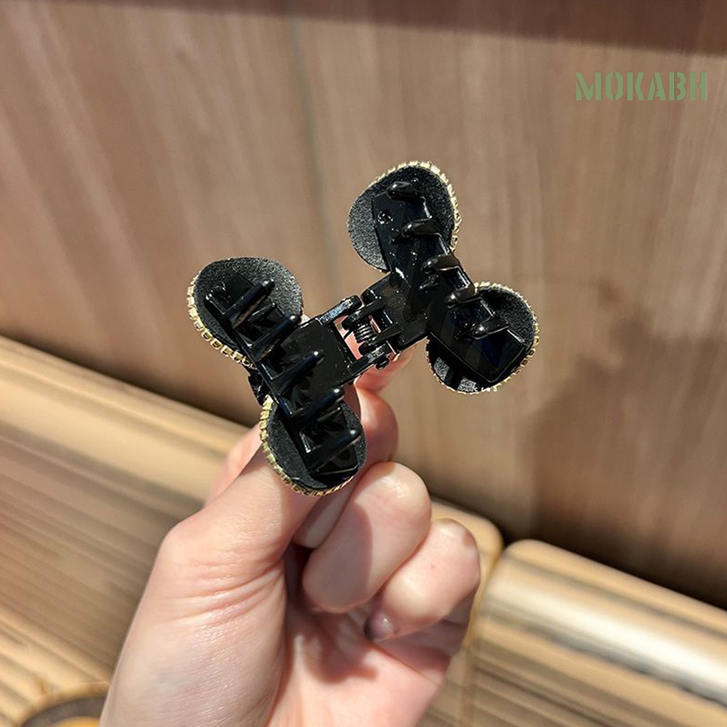 Kẹp Tóc Hình Nơ Đính Đá Màu Sắc Tương Phản Trọng Lượng Nhẹ Thời Trang Cho Nữ