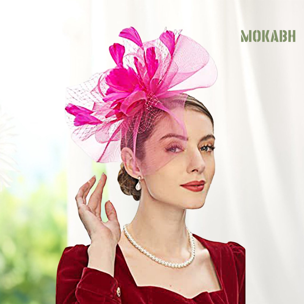 [Mok Abh] Băng Đô Cài Tóc Phối Lưới Thời Trang Cho Cô Dâu