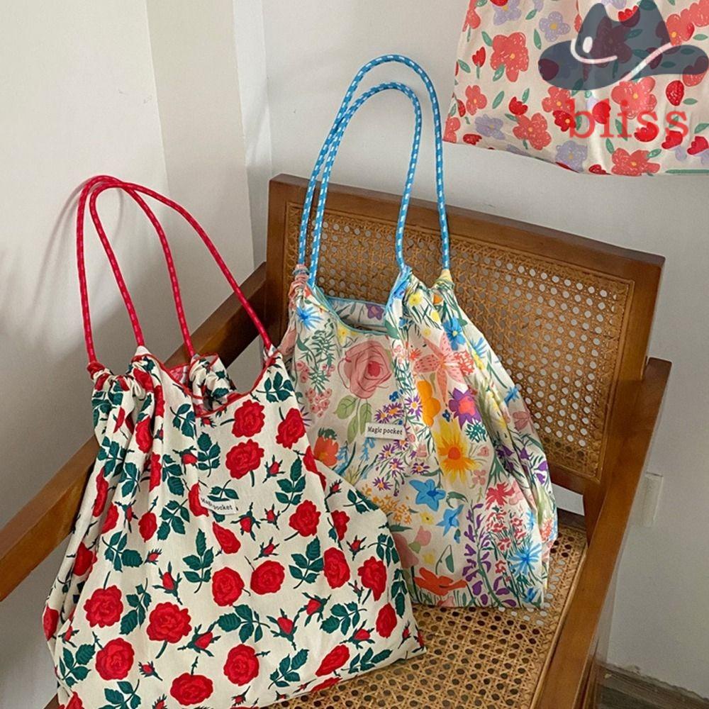 Túi Xách Đeo Vai Sức Chứa Lớn Trọng Lượng Nhẹ In Họa Tiết Hoa Dễ Thương Cho Nữ