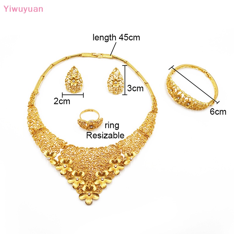 &lt; Yiwuyuan &gt; Bộ Trang Sức Màu Vàng Đồng Châu Phi Mặt Vòng cổ Lớn Và Trang Sức Vòng Tay Kiểu Ý Dành Cho Nữ Mới