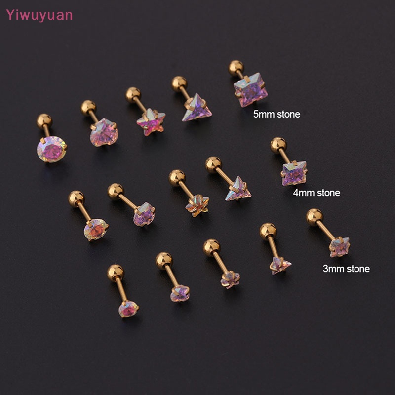 1 Khuyên Tai Xoắn Ốc Đính Đá Zircon Nhiều Màu Mới