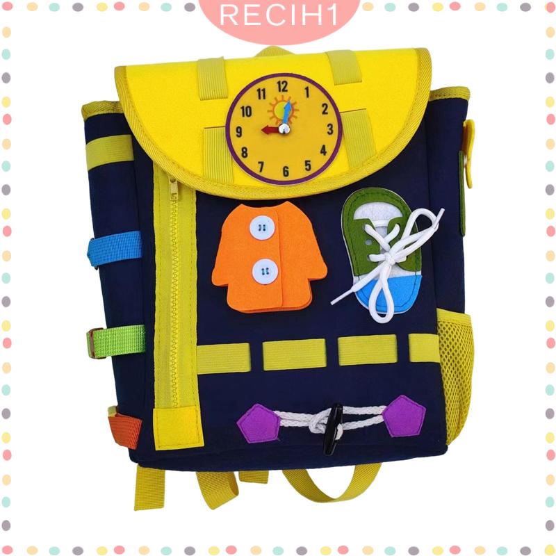 [Recih] Ba Lô Học Hoạt Động Có Khóa Kéo / Nút / Đồng Hồ Đồ Chơi Xếp Hình Kỹ Năng Sống Cơ Bản Dành Cho Trẻ Em 4~8 Tuổi