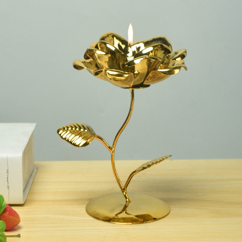 Giá Đỡ Nến Bằng Kim Loại Mạ Sắt Hình Hoa Sen Phong Cách Bắc Âu
