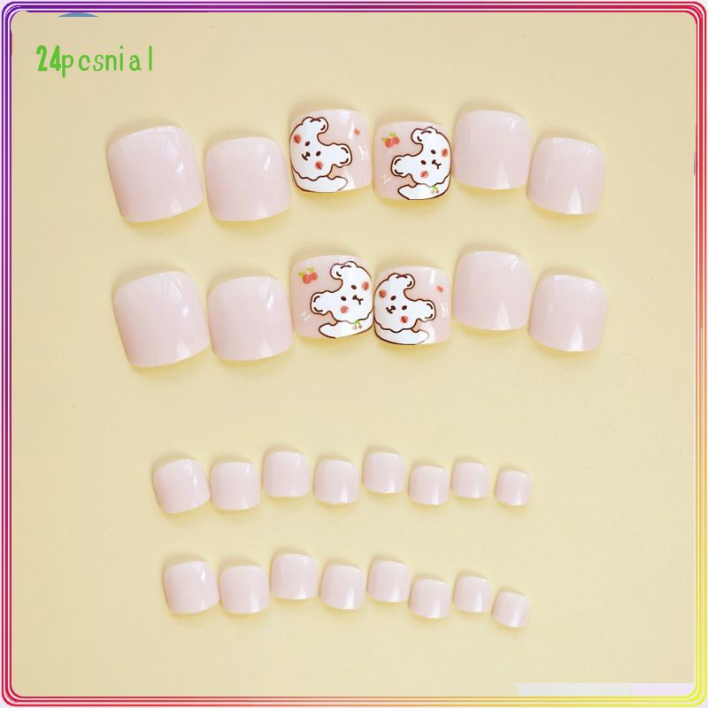 Set 24 Móng Chân Giả J-10 Họa Tiết Dễ Thương