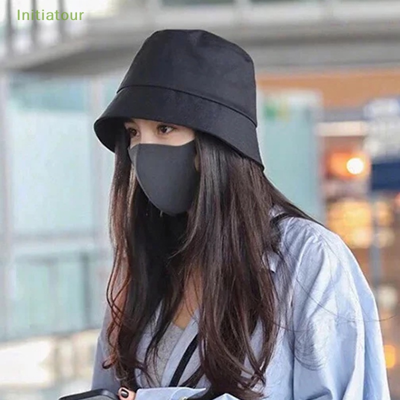 Mũ Tai Bèo Unisex Bằng Cotton Màu Sắc Tinh Khiết Có Thể Gập Lại Cho Nam Nữ Đi Biển Mùa Hè