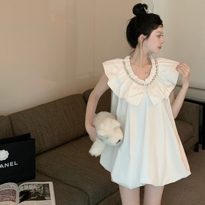 Đầm Nữ Cộc Tay Cổ Chữ V Thời Trang Hàn Quốc Xinh Xắn