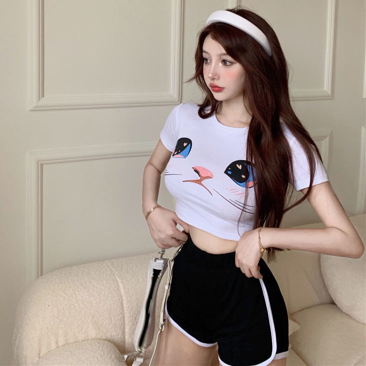 Set Áo baby tee Thun croptop Ngắn Tay + Quần Short Thể Thao Thời Trang Mùa Hè Cho Nữ