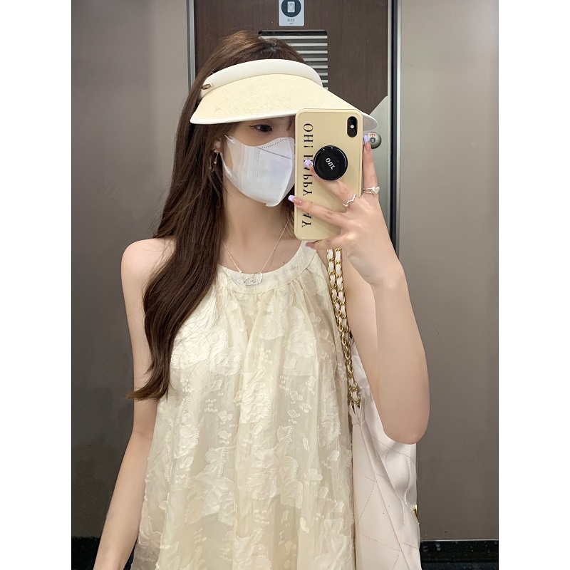 SUXI Đầm Midi Sát Nách Màu Sắc Trơn Dáng Rộng Thời Trang Mùa Hè Phong Cách Hàn Quốc