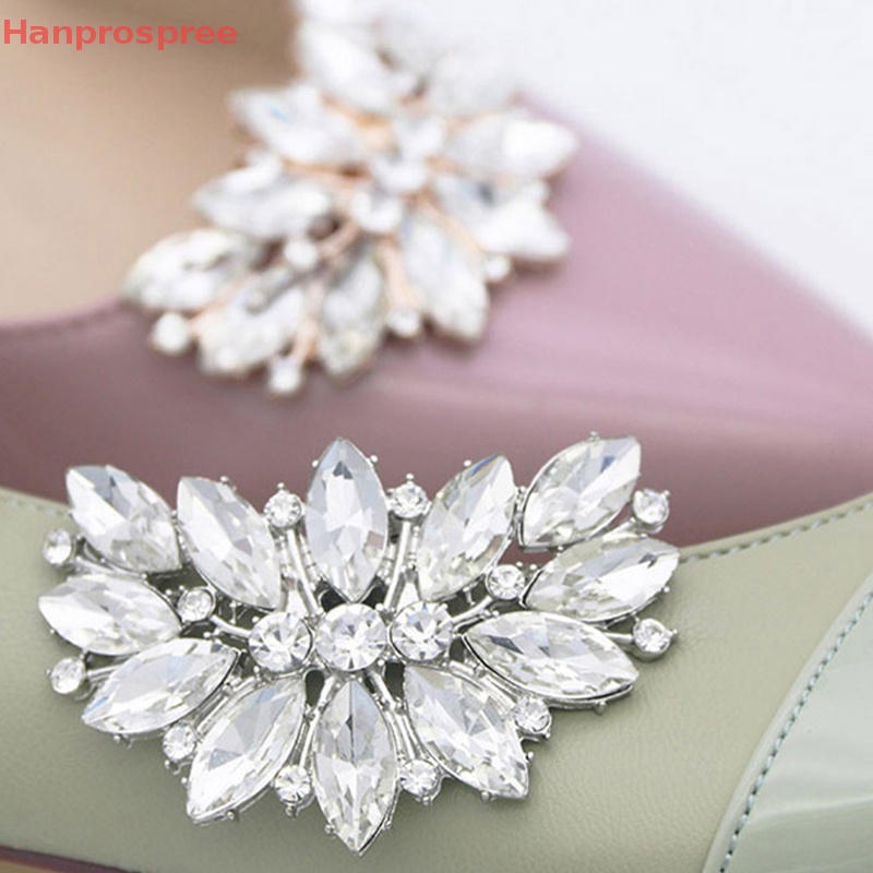 Hanprospree > 1 Kẹp Đính Đá Pha Lê Lấp Lánh Trang Trí Giày Cao Gót Có Khóa Cài Có Thể Tháo Rời Cho Cô Dâu