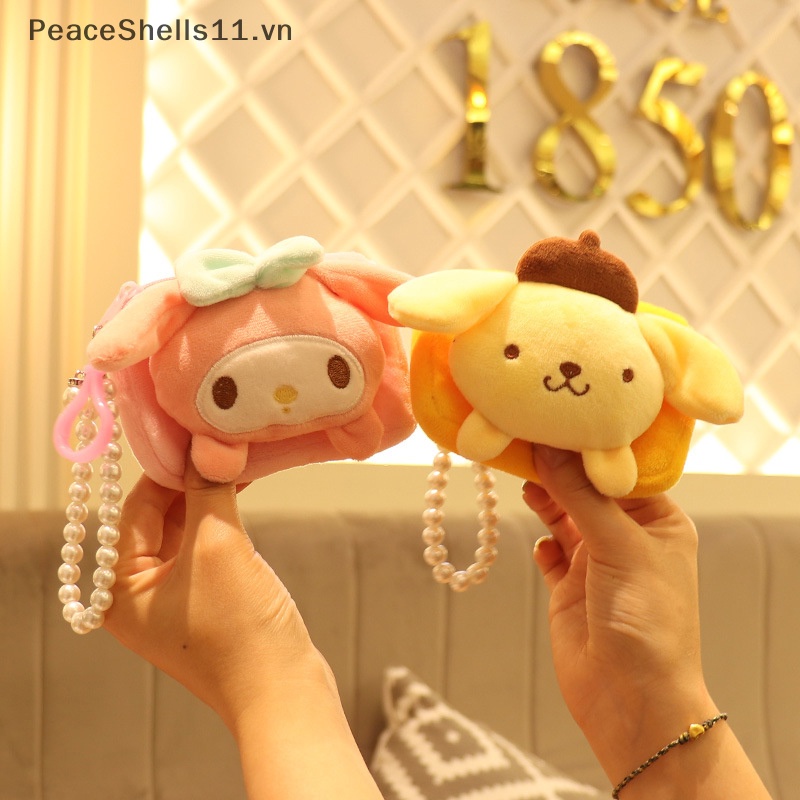 Ví Đựng Tiền Xu Lông Nhung Có Dây Đeo Ngọc Trai Dễ Thương Cho Nữ