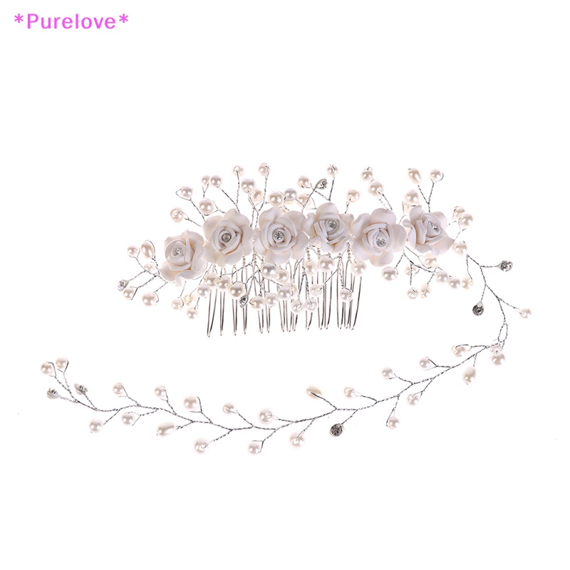 Lược Cài Tóc Hình Hoa Đính Ngọc Trai Nhân Tạo Dành Cho Cô Dâu Mới