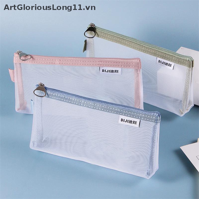 Túi Đựng Bút Dạng Lưới Trong Suốt Có Khóa Kéo Tiện Dụng Cho Học Sinh