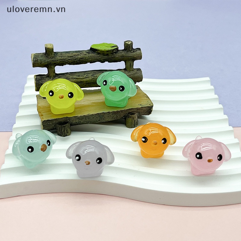 Set 2 Mô Hình Chú Chó Hoạt Hình Màu Dạ Quang Trang Trí Xe Hơi