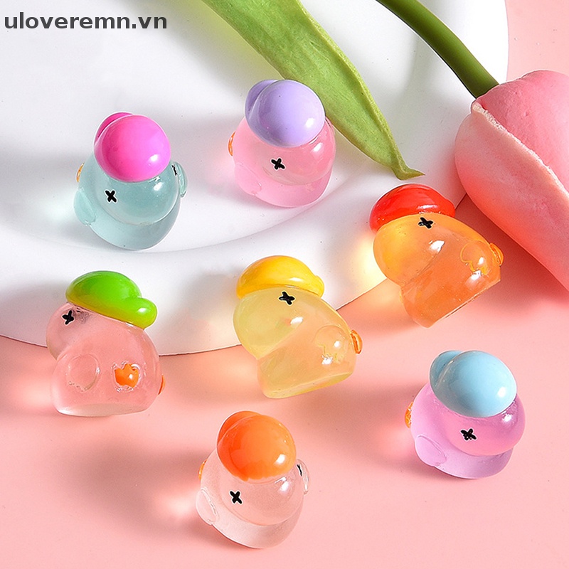 Bộ 5 Kẹp Tóc Hình Vịt Dạ Quang Bằng Nhựa Resin Trang Trí Sổ Tay DIY