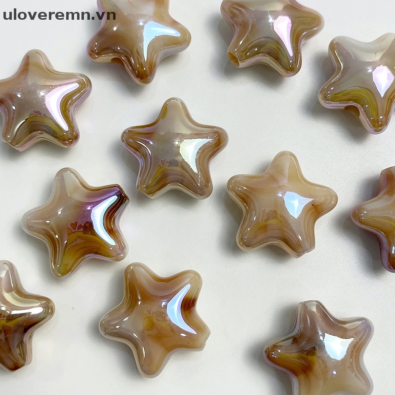 Set 10 Hạt Xỏ Lỗ Hình Ngôi Sao Năm Cánh Nhiều Màu Sắc Dễ Thương Làm Vòng Tay DIY