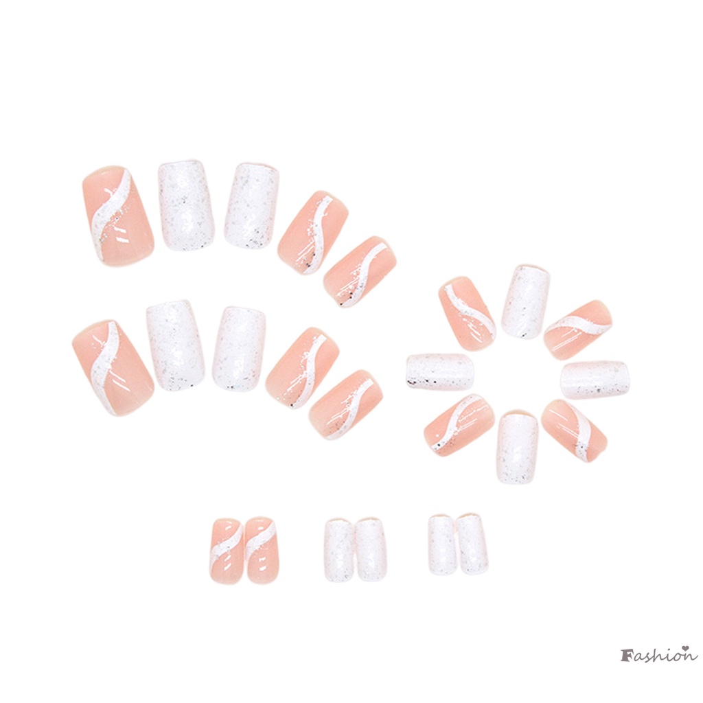 Bộ Móng Tay Giả Hình Vuông Màu Hồng Lấp Lánh Bền &amp; Không Bao Giờ Xẻ Tà Thoải Mái