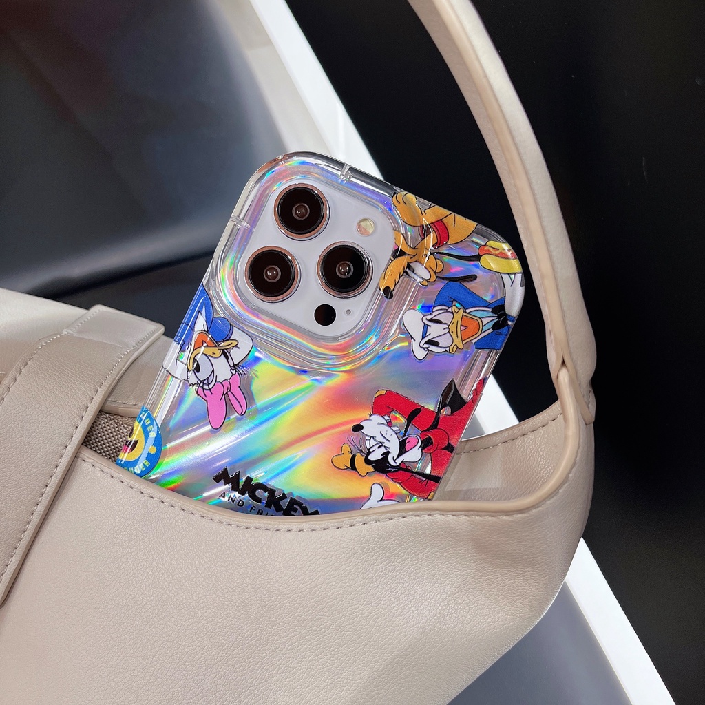 Ốp Điện Thoại TPU Trong Suốt Màu Laser Họa Tiết Hoạt Hình Mickey Dễ Thương Cho iPhone 12 13 14 Pro Max