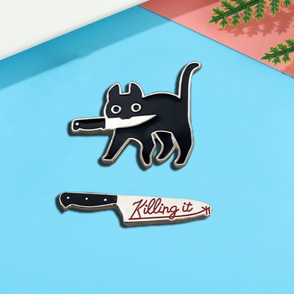 Ghim Cài Áo Hình Mèo Đen Đáng Yêu