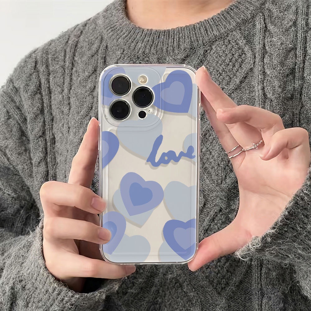 ✅Ốp Điện Thoại Mềm Chống Sốc Màu Xanh Dương 13 6In78 14pro 11 Max Plus Iphone 12 RXWH