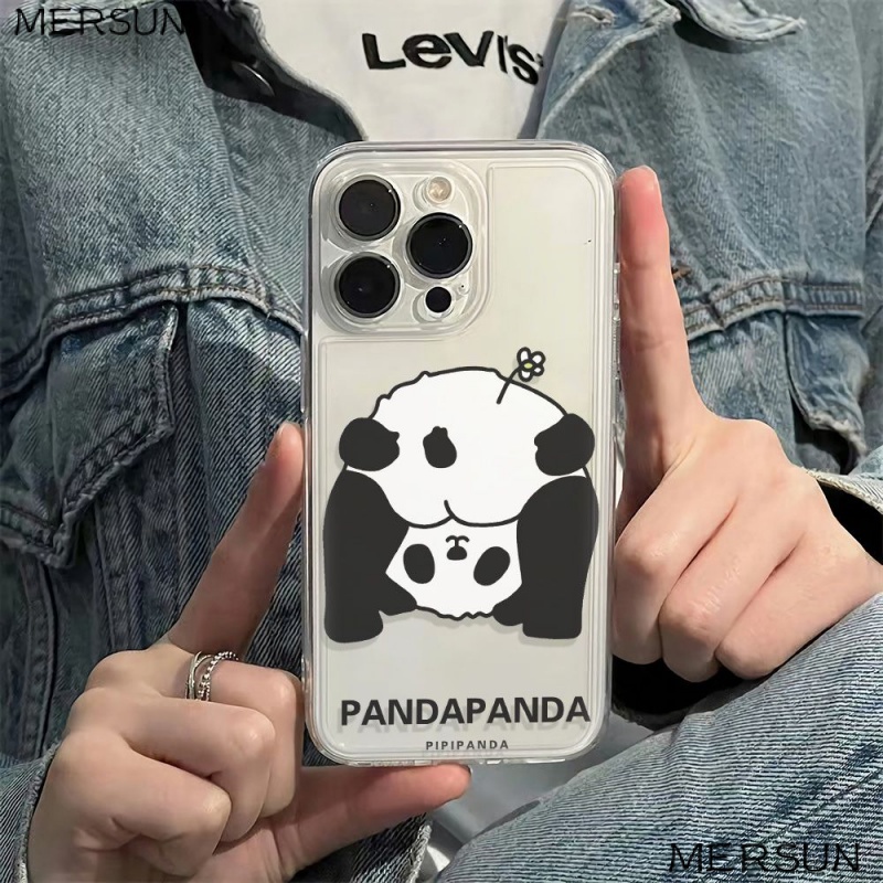 ✅Ốp Điện Thoại Mềm Chống Sốc 6In Hình Gấu Trúc Và Hoa Đơn Giản Cho iPhone1214pro13 max1178plus C4SE