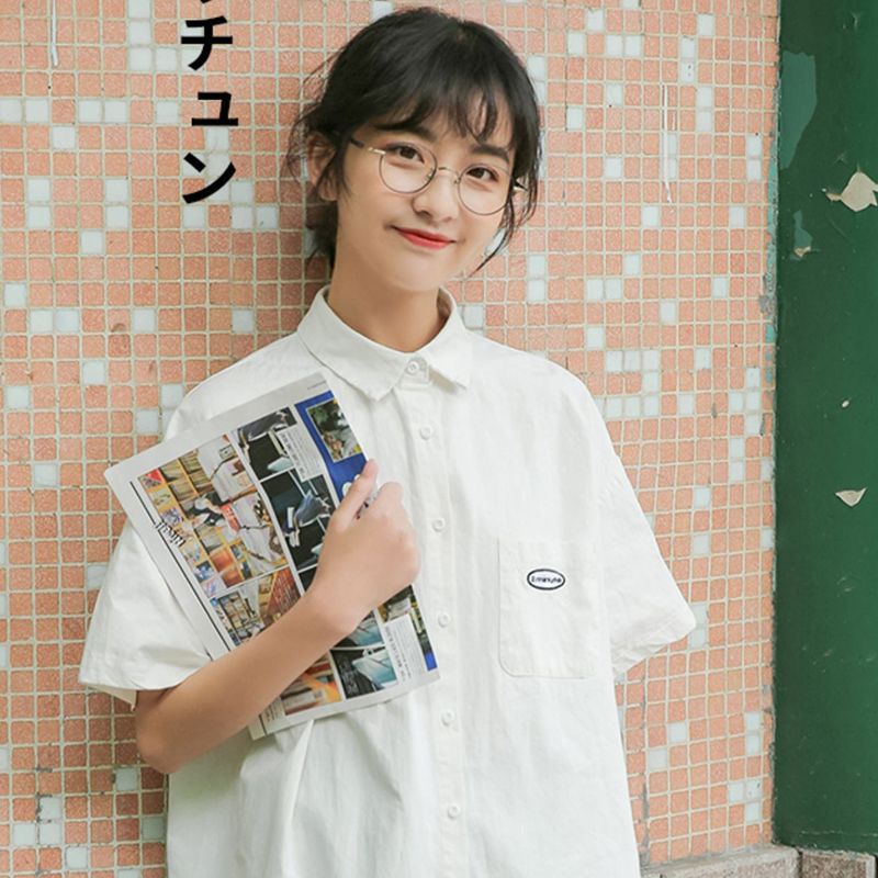 Áo Sơ Mi Tay Ngắn Dáng Rộng Phong Cách Hàn Quốc Thời Trang Mùa Hè Cho Nữ