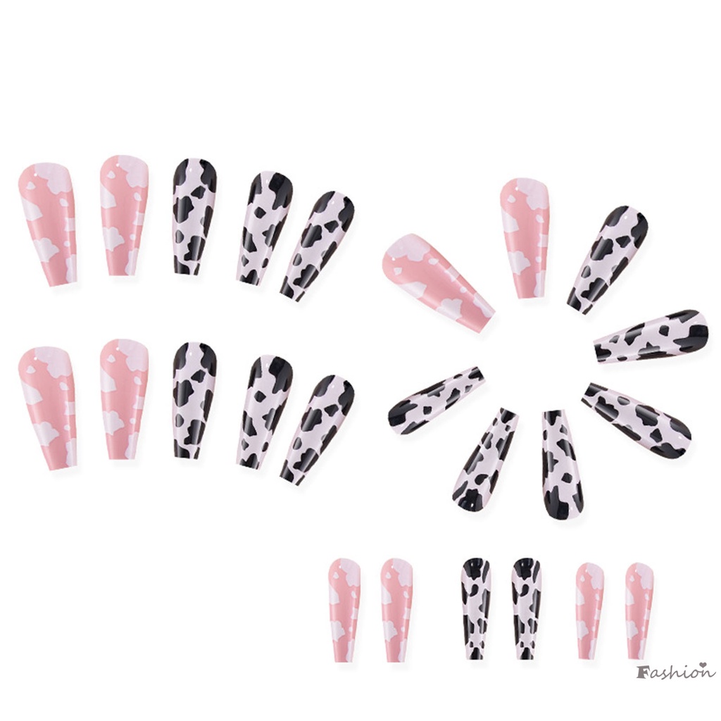 Móng Tay Giả Dài Màu Trắng Đen Thân Thiện Với Môi Trường Cho Người Mới Bắt Đầu