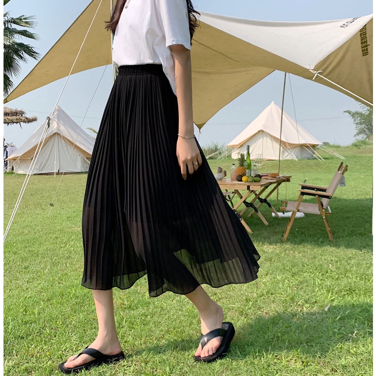 SUXI Chân Váy Chiffon Dài Lưng Cao Dáng Ôm Phong Cách Hàn Quốc Thời Trang Mùa Hè Cho Nữ