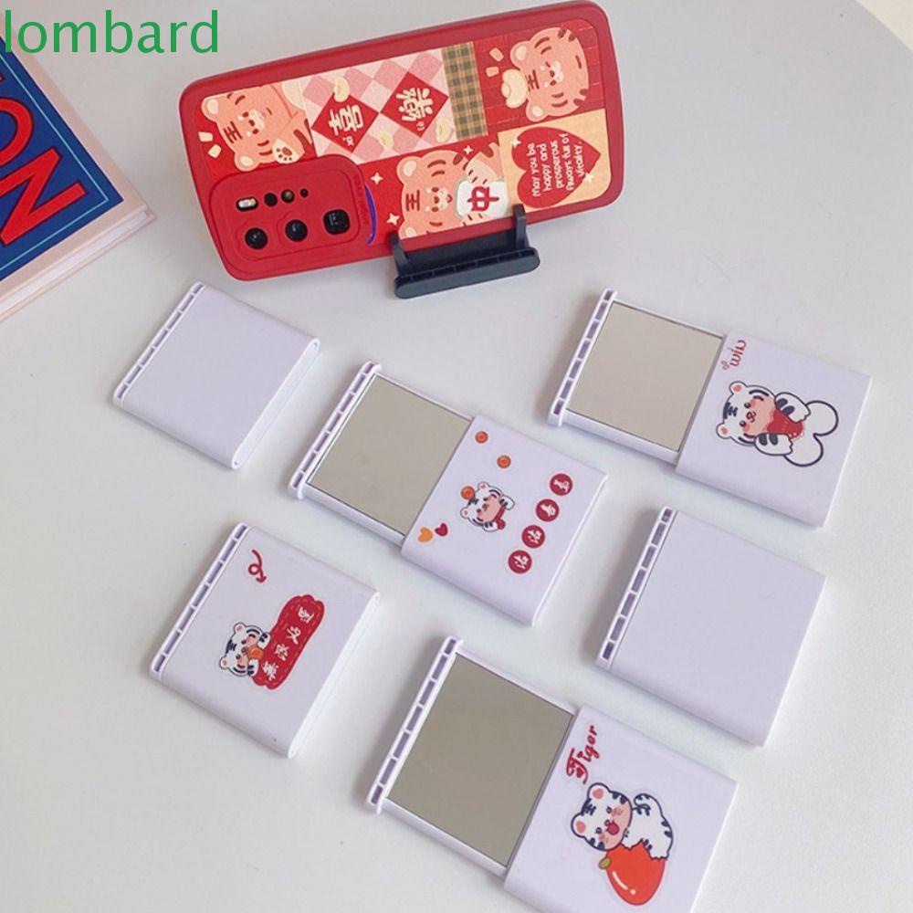 Giá Đỡ Điện Thoại / Gương Trang Điểm Mini Hình Vuông Có Thể Gập Lại Họa Tiết Chú Hổ Cá Tính Cho Nữ
