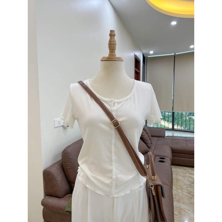 Áo thun nữ cộc tay cổ tròn dáng vừa chất liệu vải thun gân mềm mại, nhẹ mát, thấm hút mồ hôi, 100% anh thật tự chụp